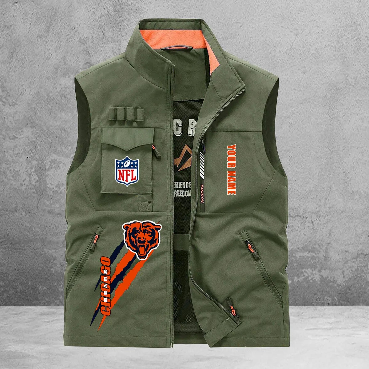 Chicago Bears New Personalized Multi-Pockets Vest AZBTMPV000143
