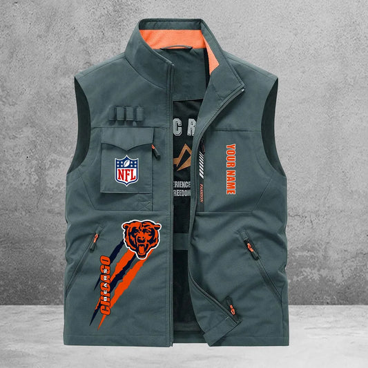 Chicago Bears New Personalized Multi-Pockets Vest AZBTMPV000143