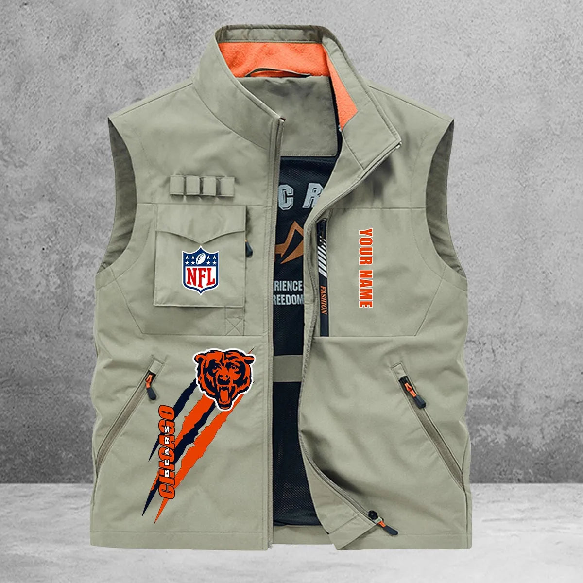 Chicago Bears New Personalized Multi-Pockets Vest AZBTMPV000143