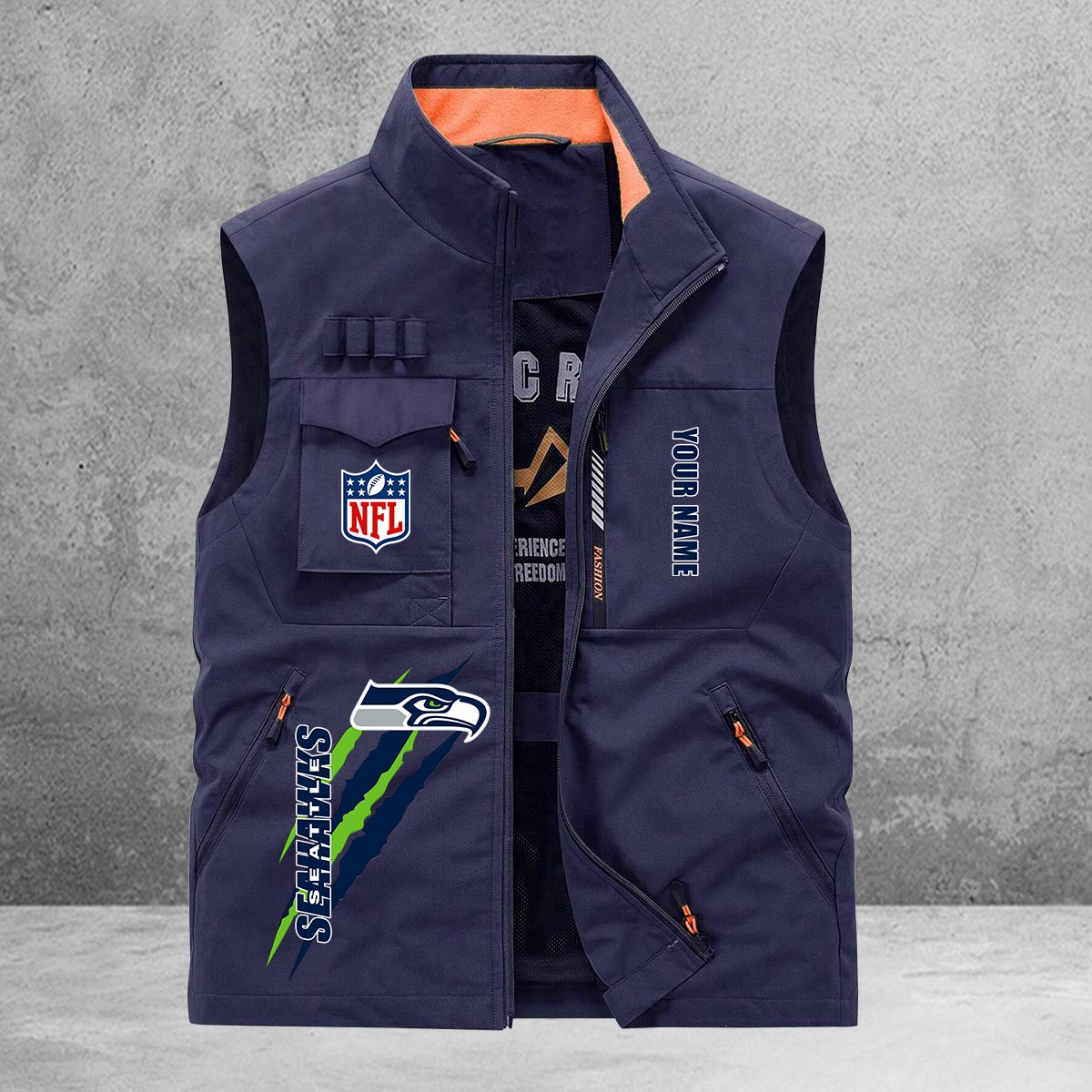 Seattle Seahawks New Personalized Multi-Pockets Vest AZBTMPV000154