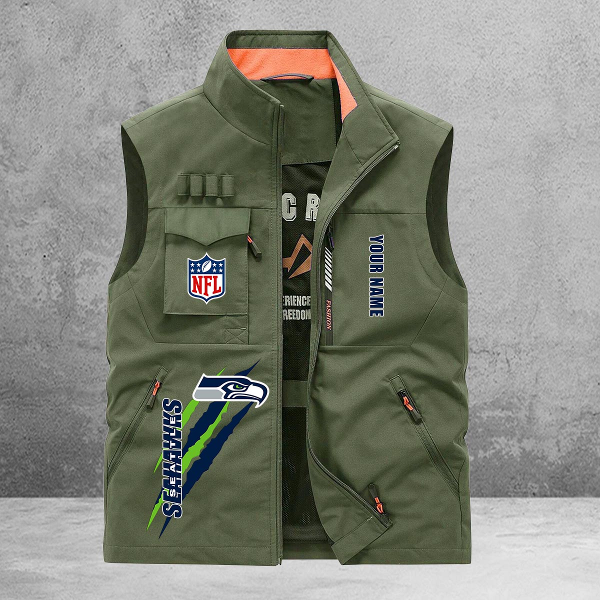 Seattle Seahawks New Personalized Multi-Pockets Vest AZBTMPV000154