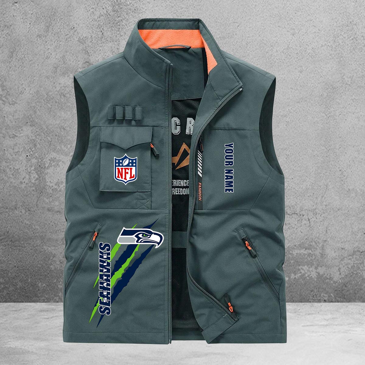 Seattle Seahawks New Personalized Multi-Pockets Vest AZBTMPV000154