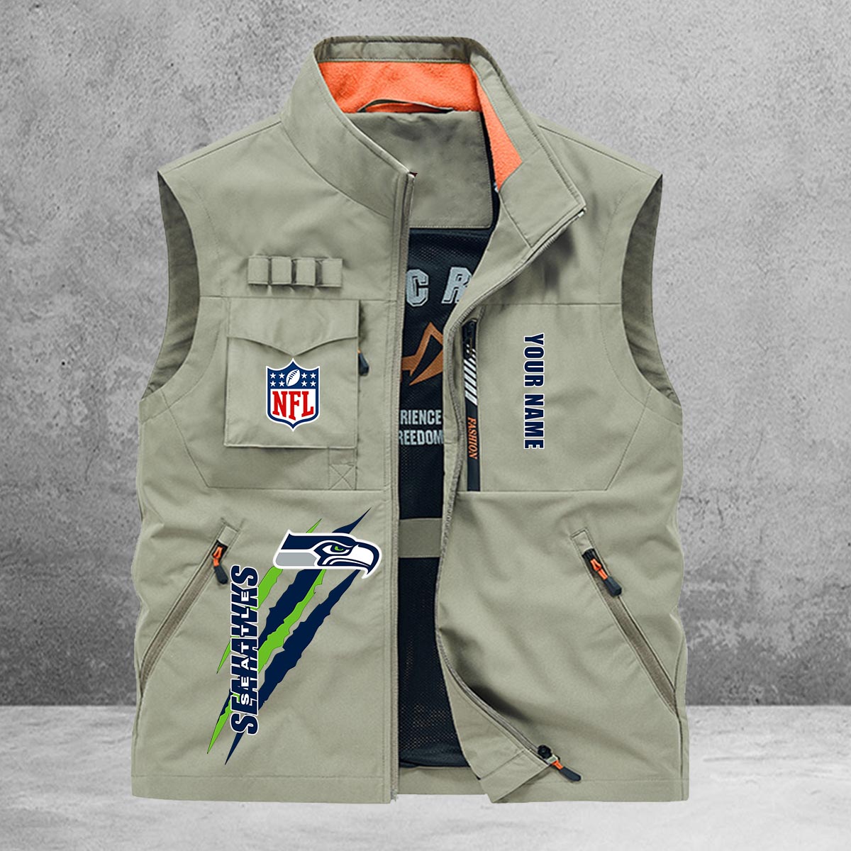 Seattle Seahawks New Personalized Multi-Pockets Vest AZBTMPV000154