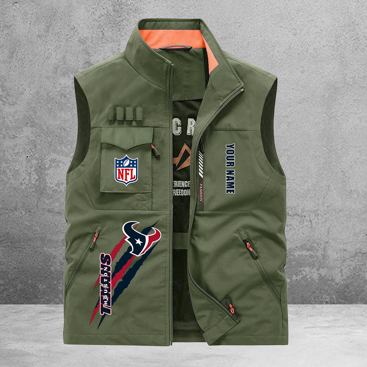 Houston Texans New Personalized Multi-Pockets Vest AZBTMPV000148