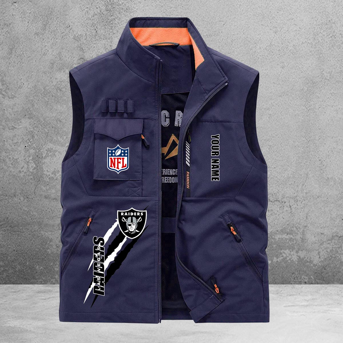 Las Vegas Raiders New Personalized Multi-Pockets Vest AZBTMPV000150