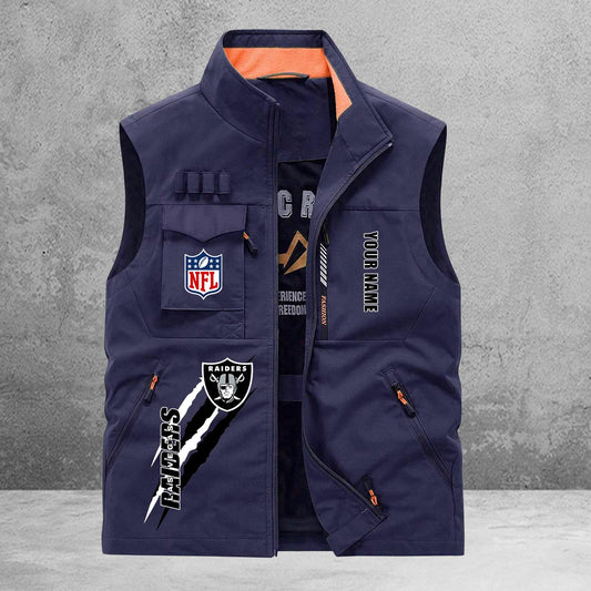 Las Vegas Raiders New Personalized Multi-Pockets Vest AZBTMPV000150