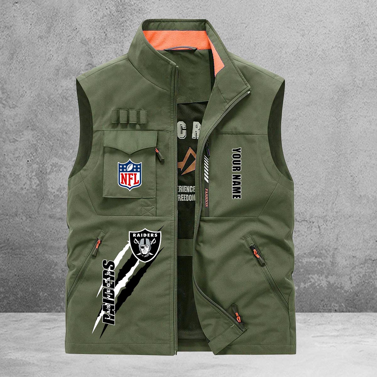 Las Vegas Raiders New Personalized Multi-Pockets Vest AZBTMPV000150