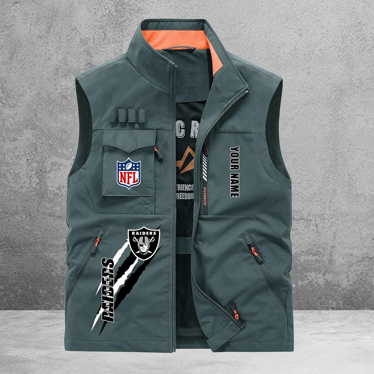 Las Vegas Raiders New Personalized Multi-Pockets Vest AZBTMPV000150