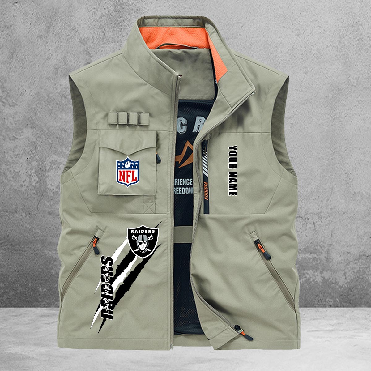 Las Vegas Raiders New Personalized Multi-Pockets Vest AZBTMPV000150