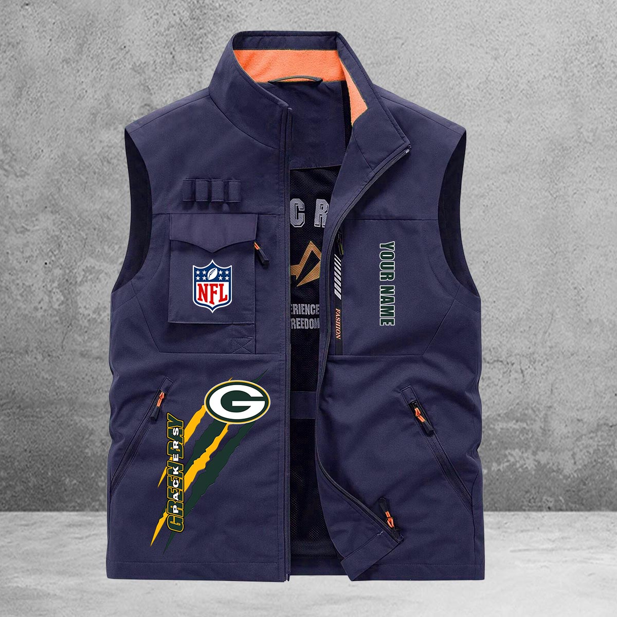 Green Bay Packers New Personalized Multi-Pockets Vest AZBTMPV000151