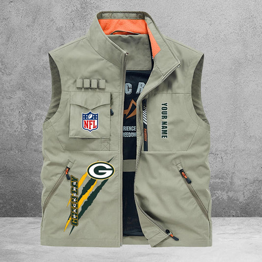 Green Bay Packers New Personalized Multi-Pockets Vest AZBTMPV000151