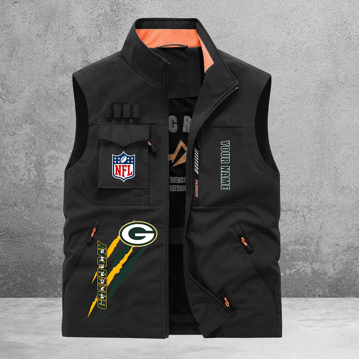 Green Bay Packers New Personalized Multi-Pockets Vest AZBTMPV000151