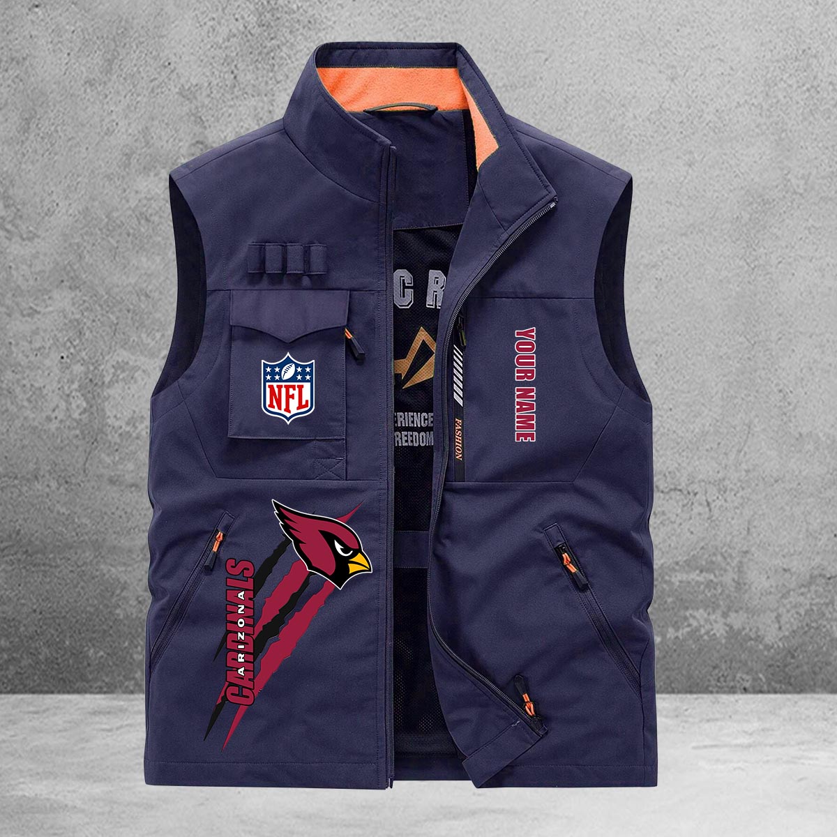 Arizona Cardinals New Personalized Multi-Pockets Vest AZBTMPV000152