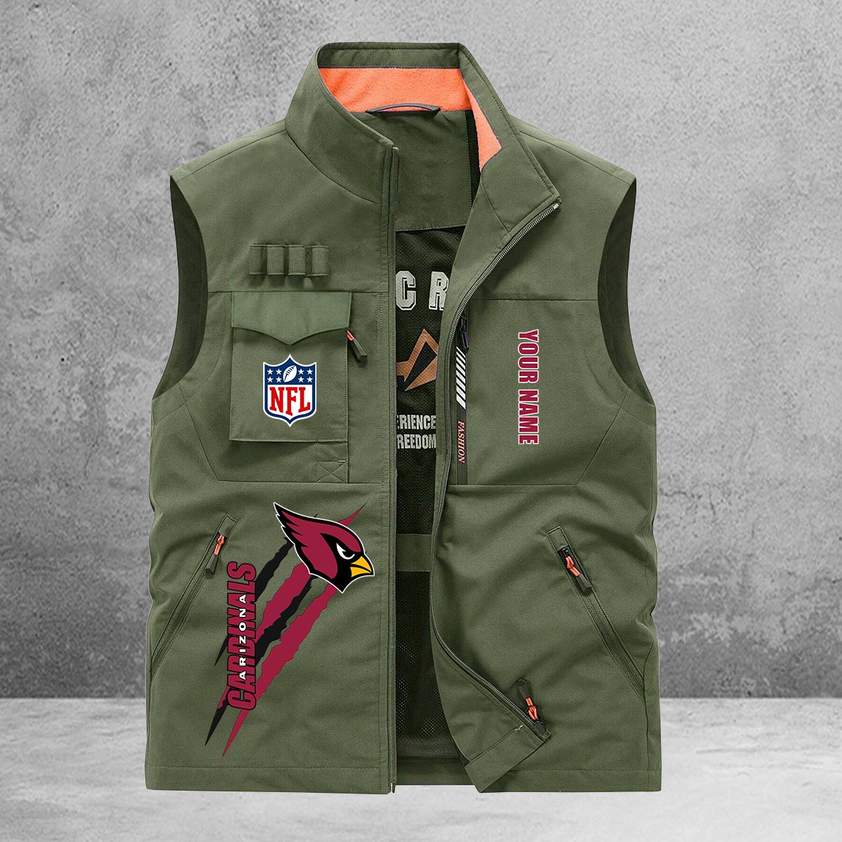 Arizona Cardinals New Personalized Multi-Pockets Vest AZBTMPV000152
