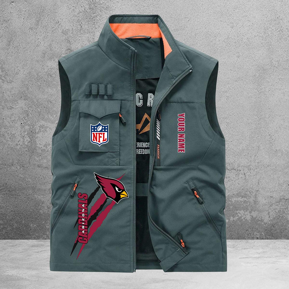 Arizona Cardinals New Personalized Multi-Pockets Vest AZBTMPV000152