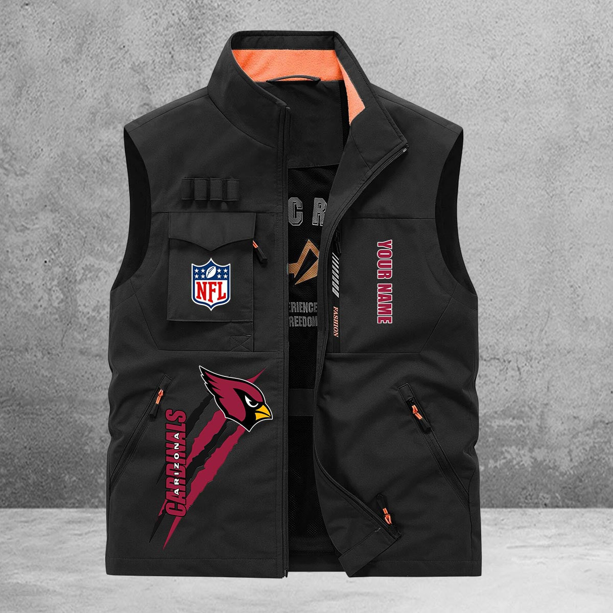 Arizona Cardinals New Personalized Multi-Pockets Vest AZBTMPV000152