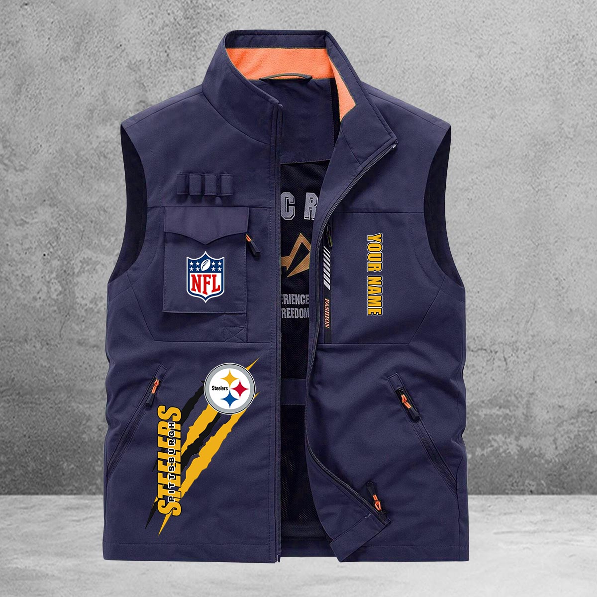 Pittsburgh Steelers New Personalized Multi-Pockets Vest AZBTMPV000153