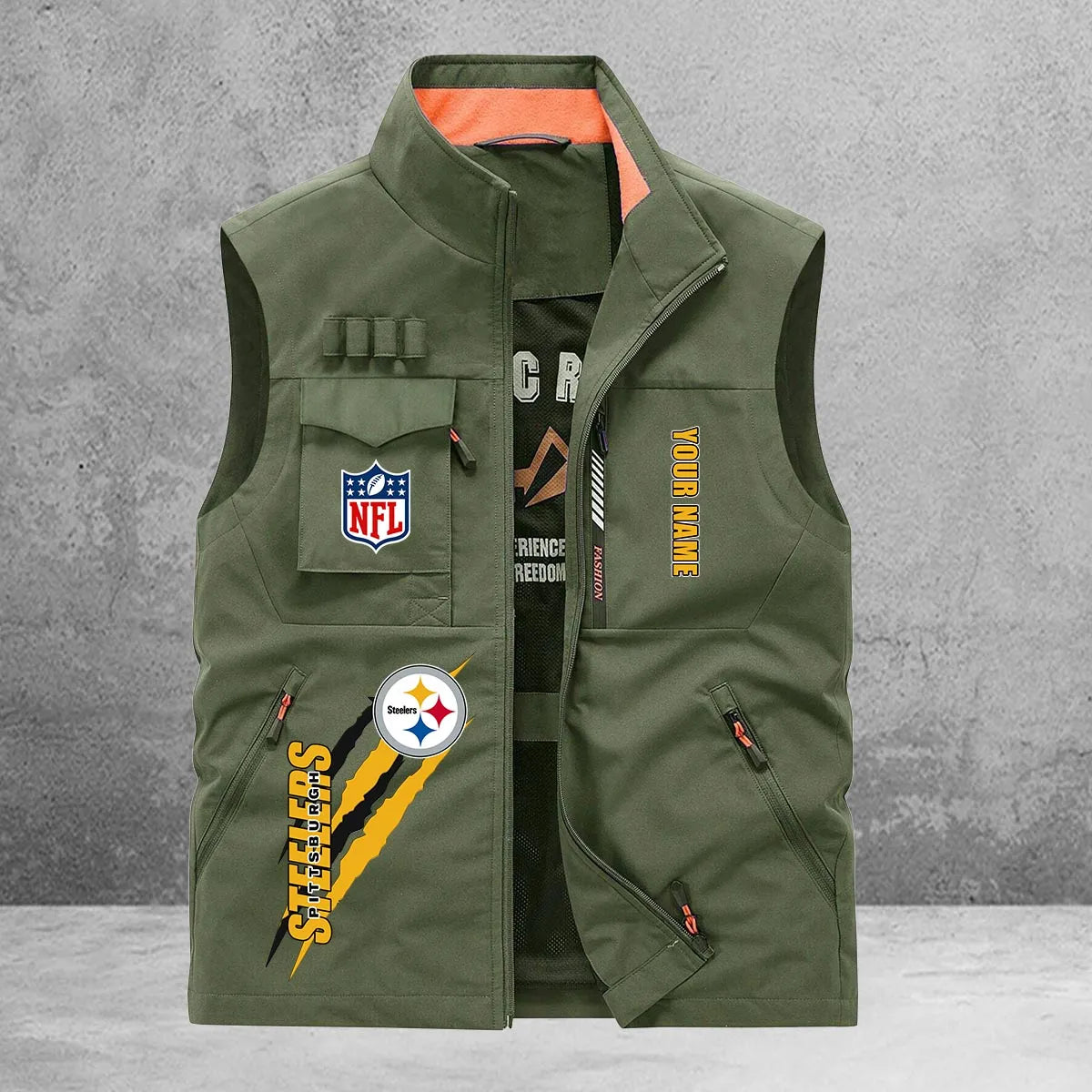 Pittsburgh Steelers New Personalized Multi-Pockets Vest AZBTMPV000153