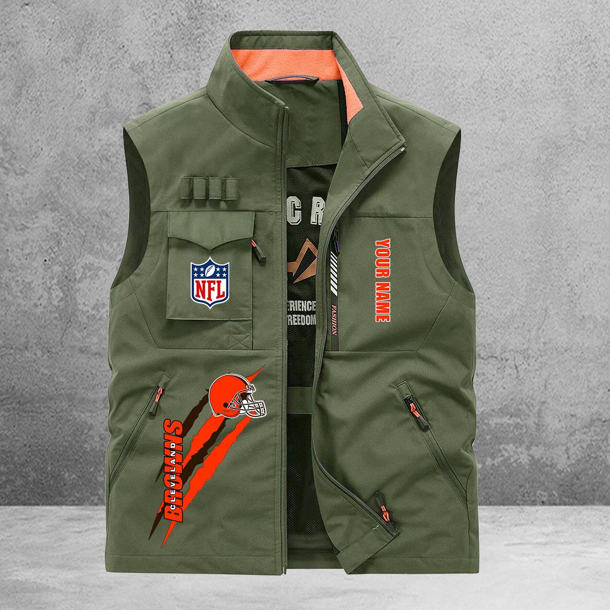 Cleveland Browns New Personalized Multi-Pockets Vest AZBTMPV000155