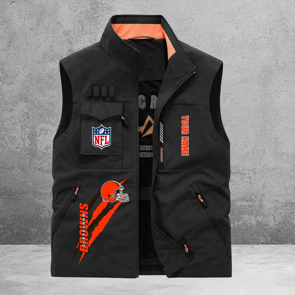 Cleveland Browns New Personalized Multi-Pockets Vest AZBTMPV000155
