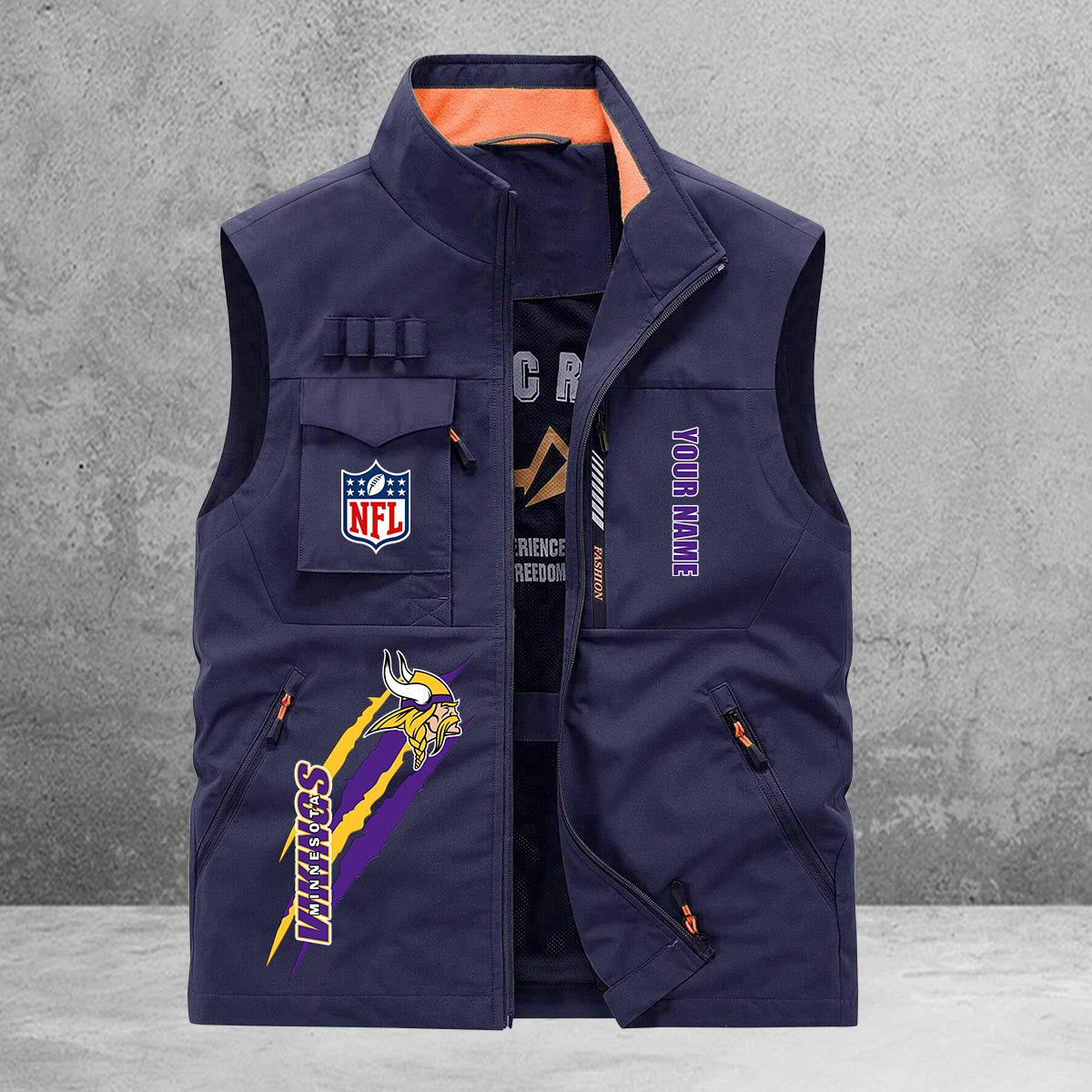 Minnesota Vikings New Personalized Multi-Pockets Vest AZBTMPV000156