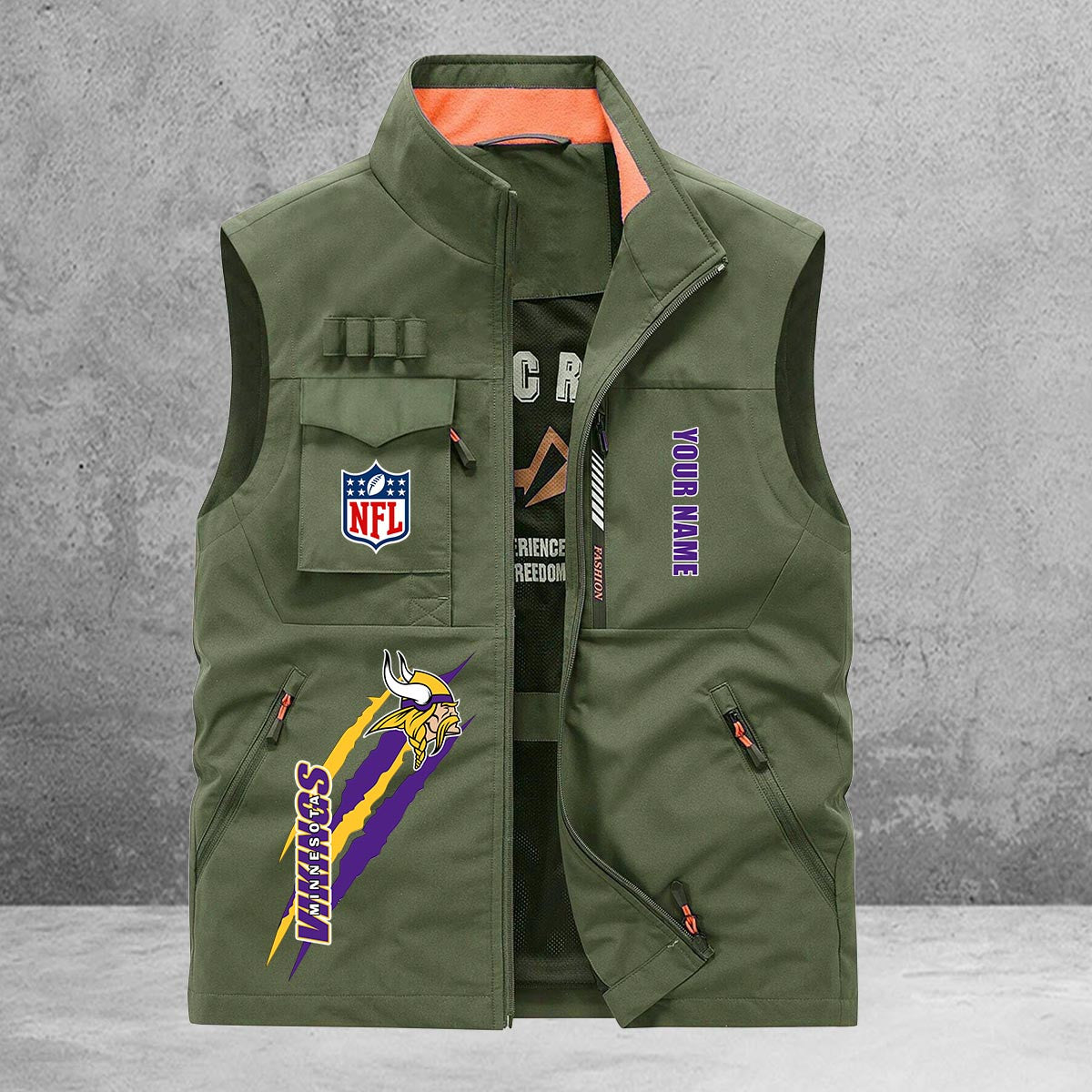 Minnesota Vikings New Personalized Multi-Pockets Vest AZBTMPV000156