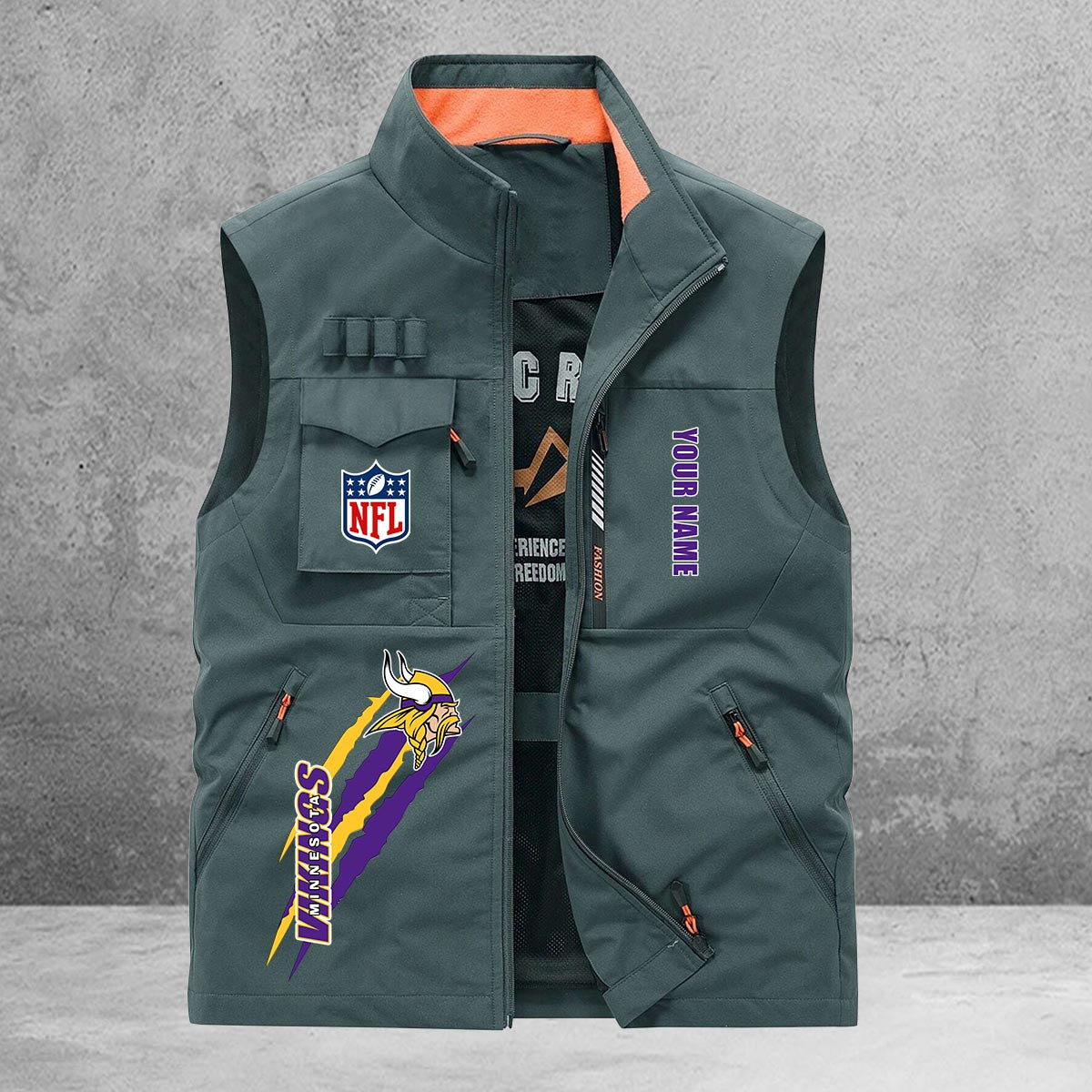 Minnesota Vikings New Personalized Multi-Pockets Vest AZBTMPV000156