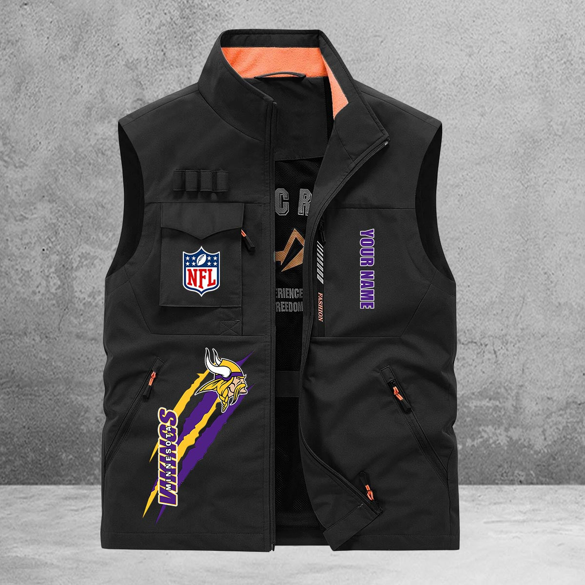 Minnesota Vikings New Personalized Multi-Pockets Vest AZBTMPV000156