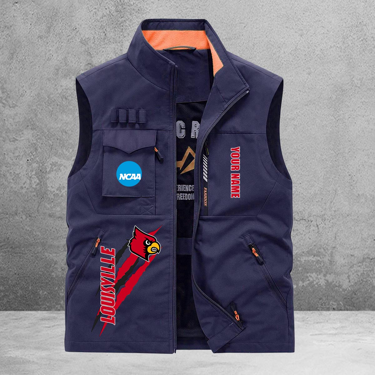 Louisville Cardinals New Personalized Multi-Pockets Vest AZBTMPV000014