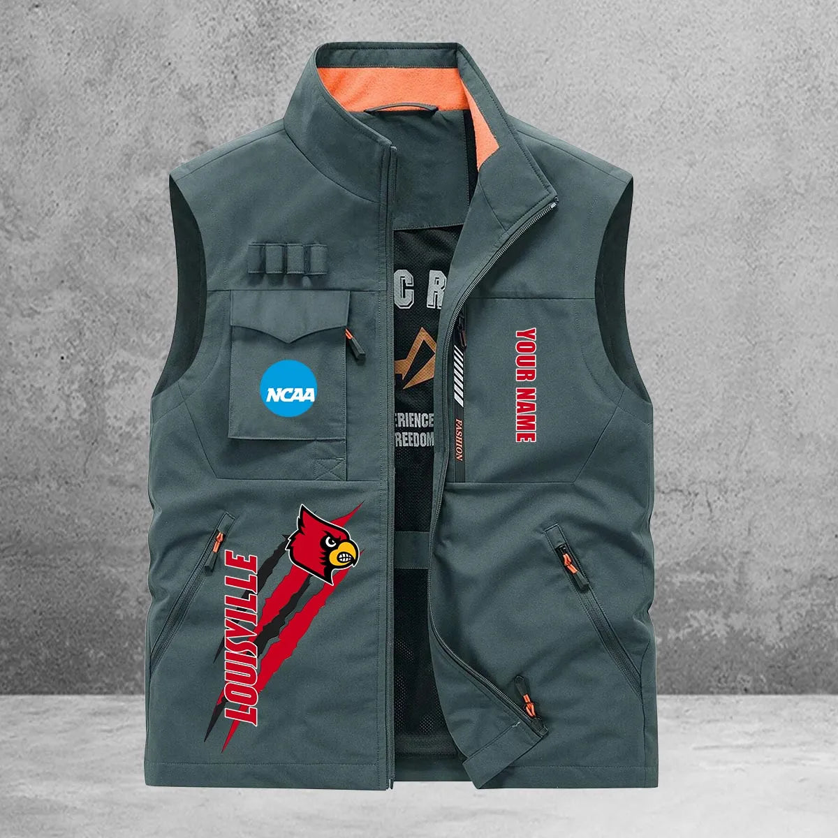 Louisville Cardinals New Personalized Multi-Pockets Vest AZBTMPV000014