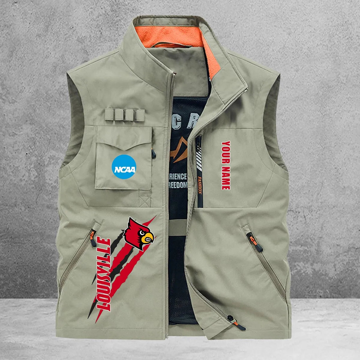 Louisville Cardinals New Personalized Multi-Pockets Vest AZBTMPV000014
