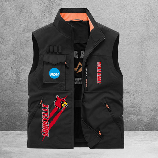 Louisville Cardinals New Personalized Multi-Pockets Vest AZBTMPV000014