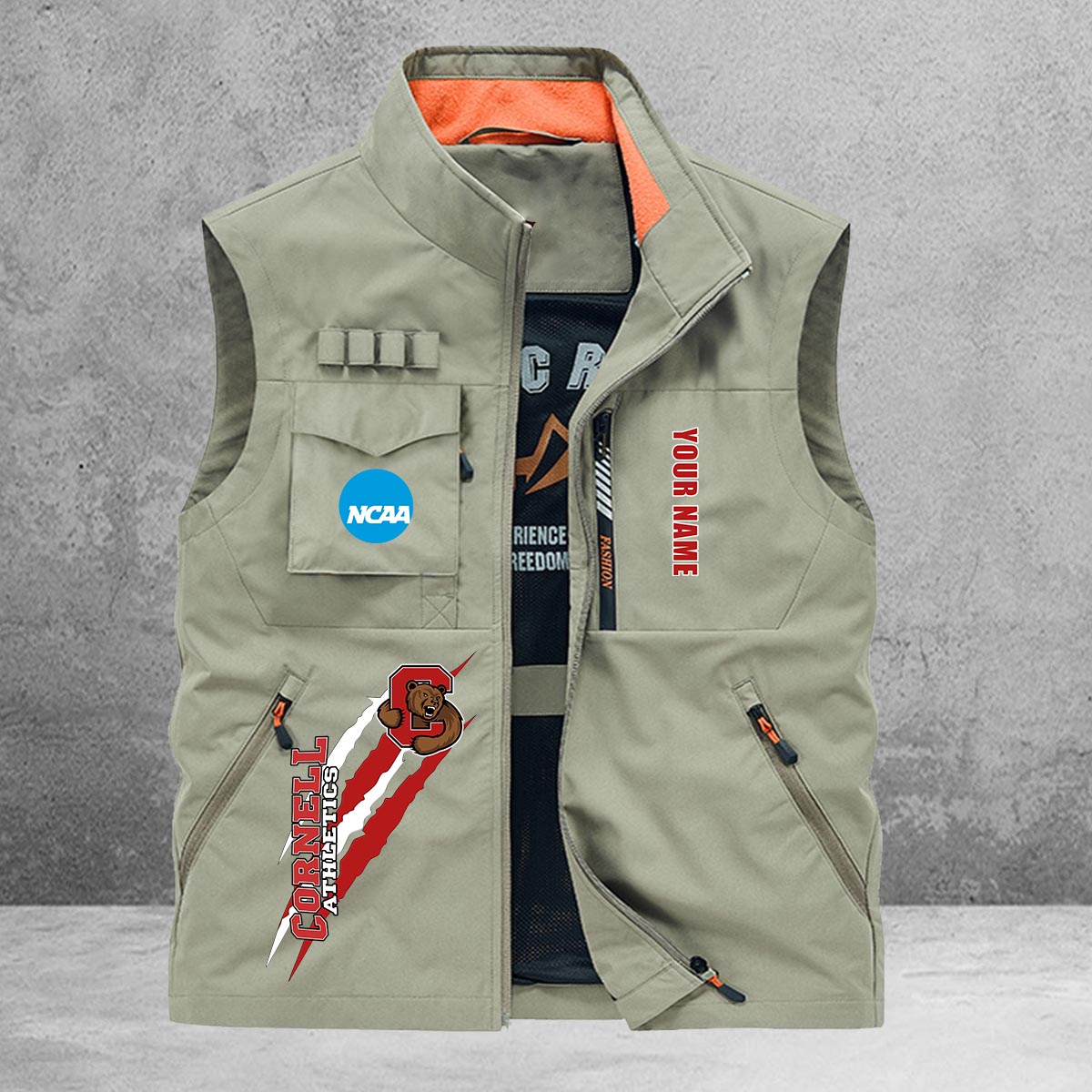 Cornell Big Red New Personalized Multi-Pockets Vest AZBTMPV000023