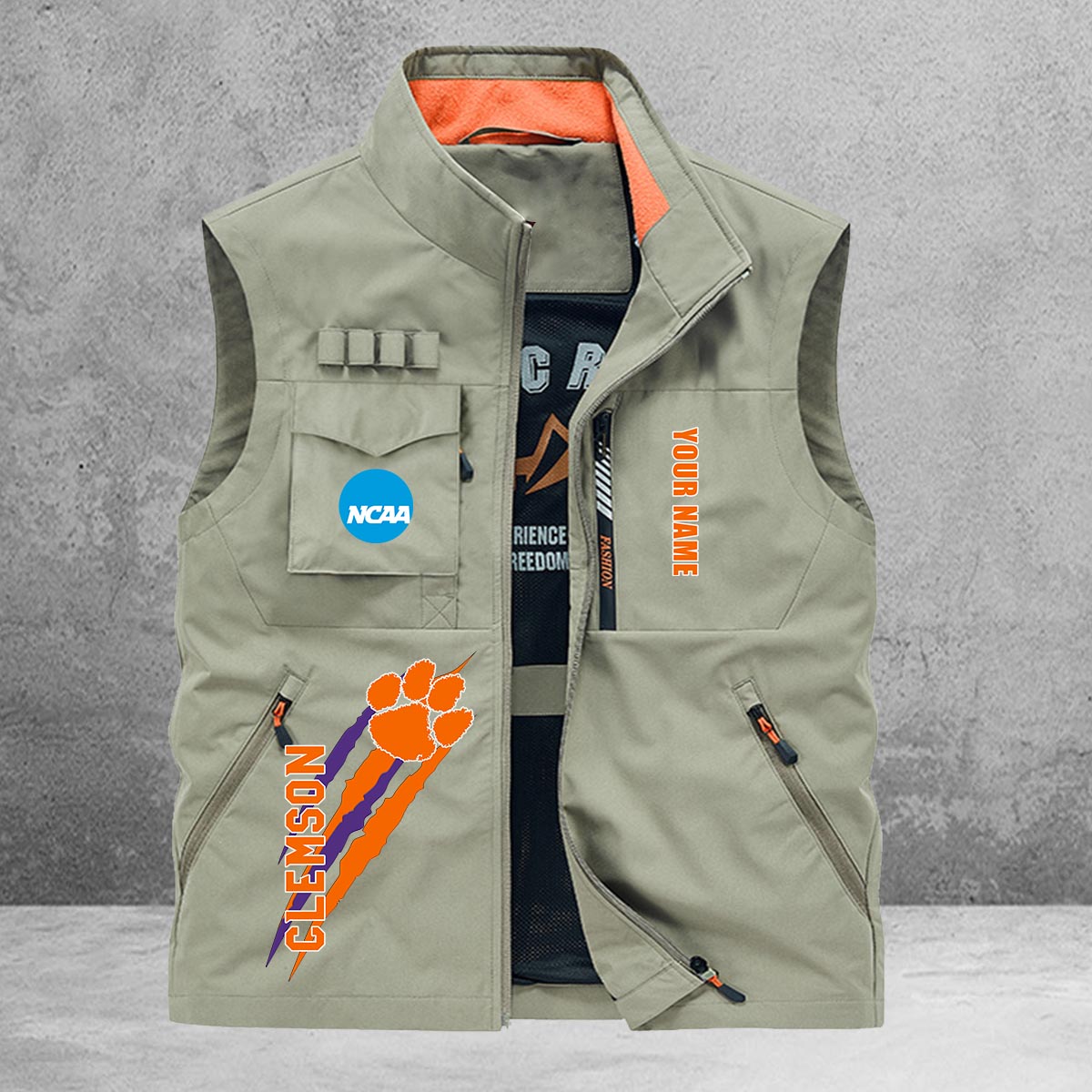 Clemson Tigers New Personalized Multi-Pockets Vest AZBTMPV000016