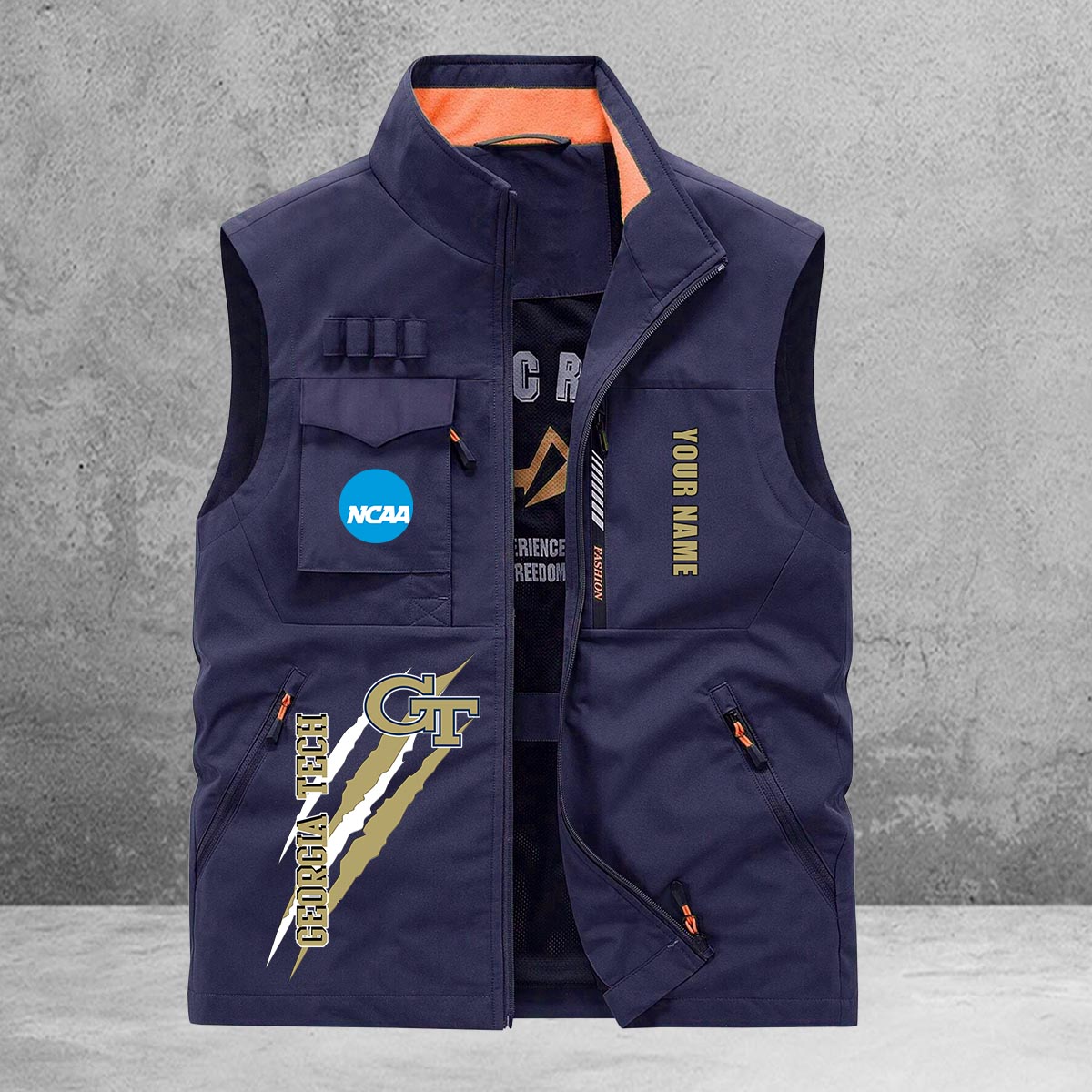 Georgia Tech Yellow Jackets New Personalized Multi-Pockets Vest AZBTMPV000018