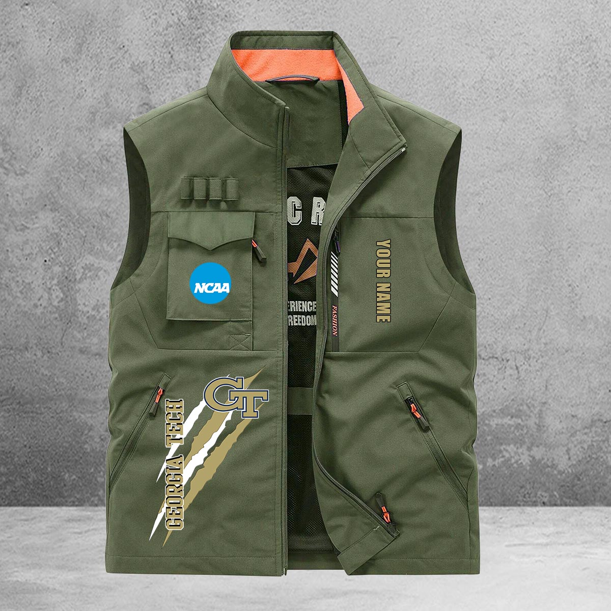 Georgia Tech Yellow Jackets New Personalized Multi-Pockets Vest AZBTMPV000018