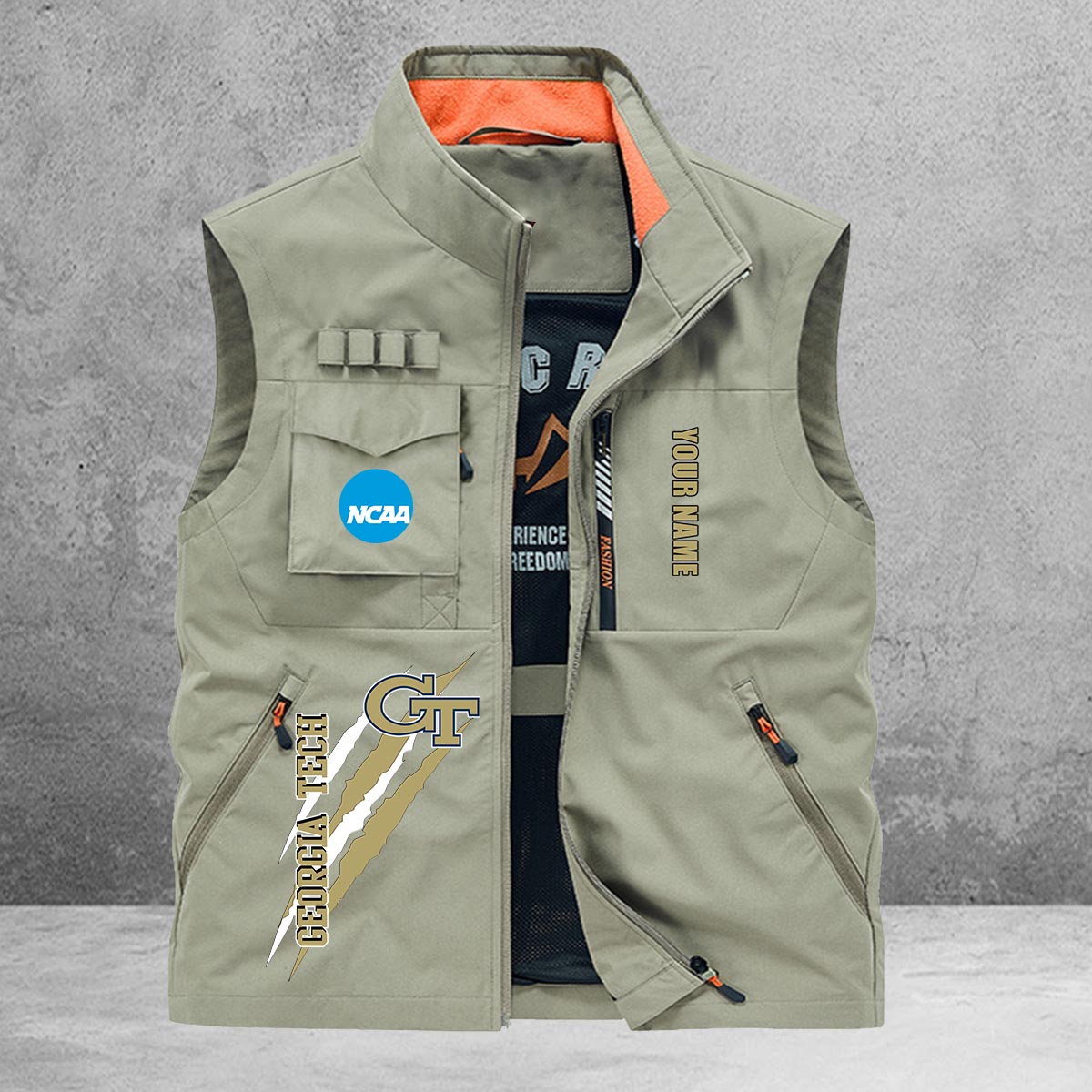 Georgia Tech Yellow Jackets New Personalized Multi-Pockets Vest AZBTMPV000018