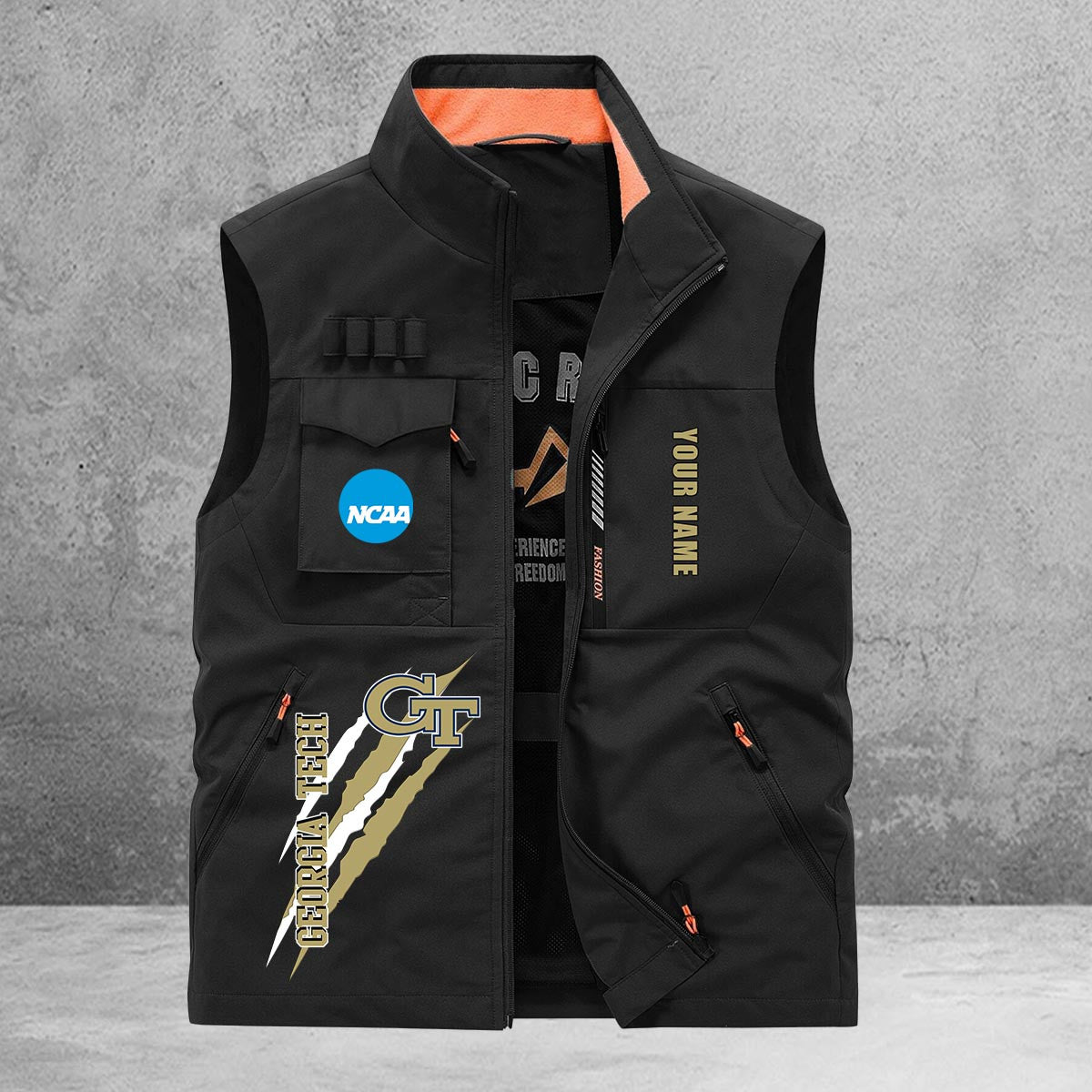 Georgia Tech Yellow Jackets New Personalized Multi-Pockets Vest AZBTMPV000018