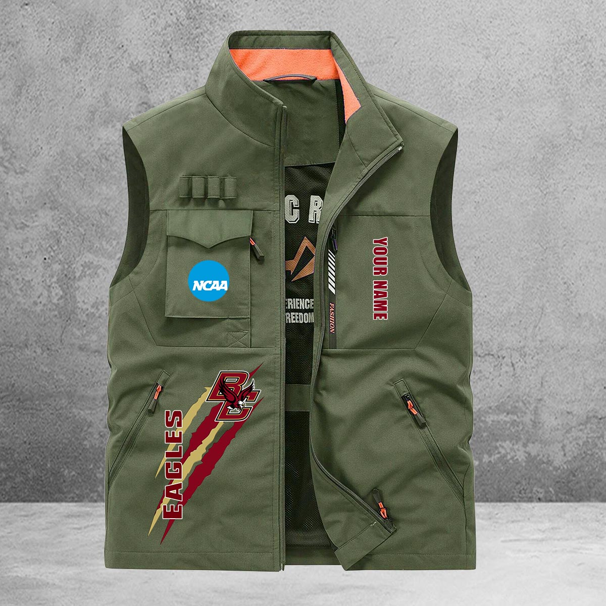 Boston College Eagles New Personalized Multi-Pockets Vest AZBTMPV000031