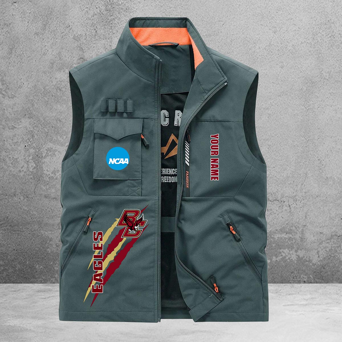 Boston College Eagles New Personalized Multi-Pockets Vest AZBTMPV000031