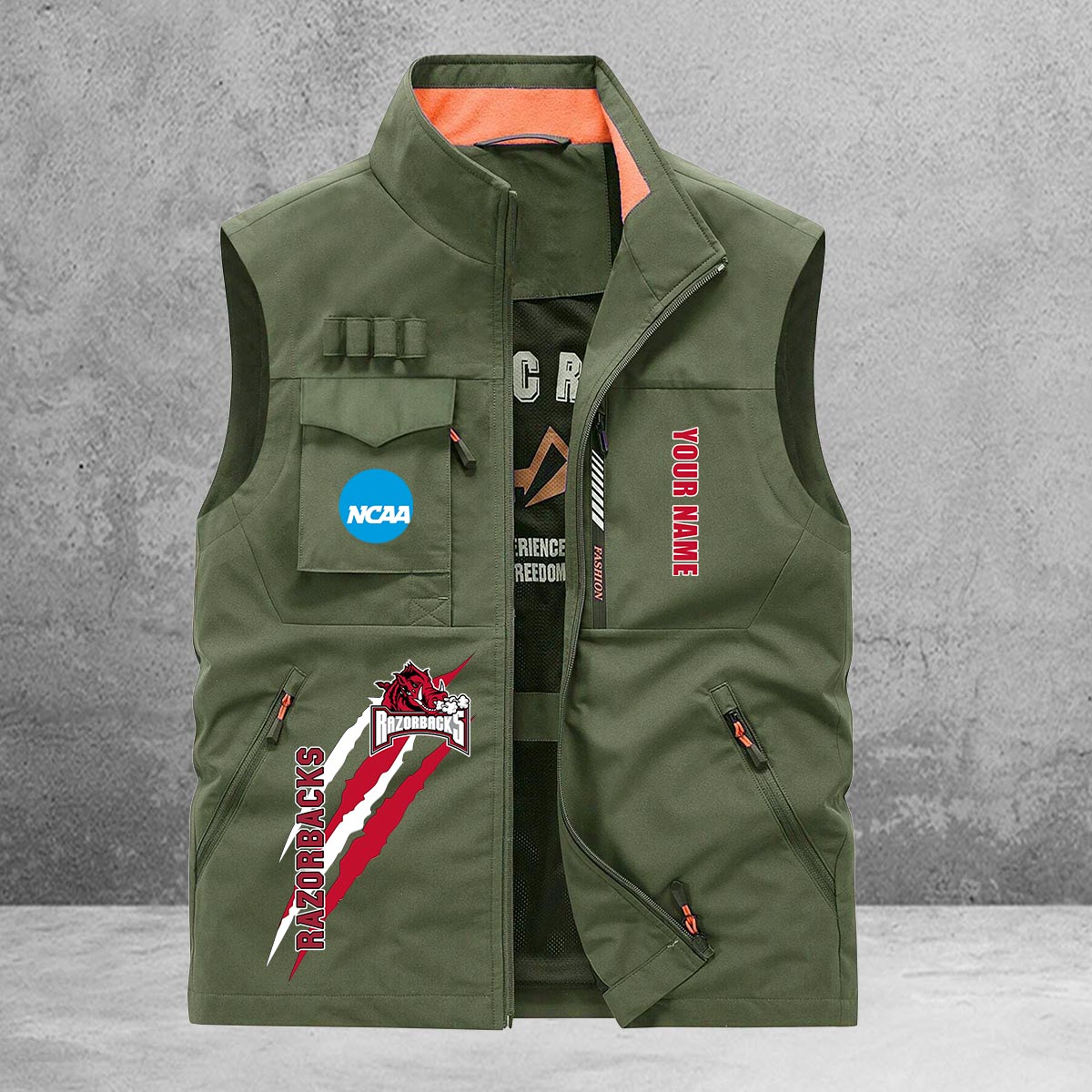 Arkansas Razorbacks New Personalized Multi-Pockets Vest AZBTMPV000032