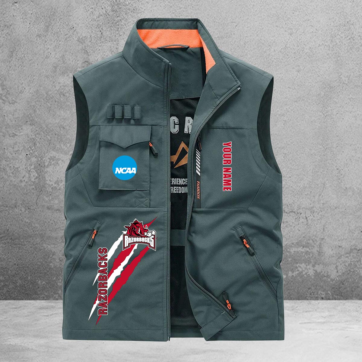 Arkansas Razorbacks New Personalized Multi-Pockets Vest AZBTMPV000032