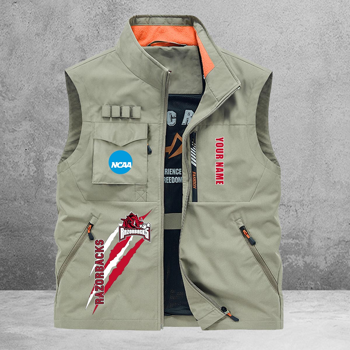 Arkansas Razorbacks New Personalized Multi-Pockets Vest AZBTMPV000032
