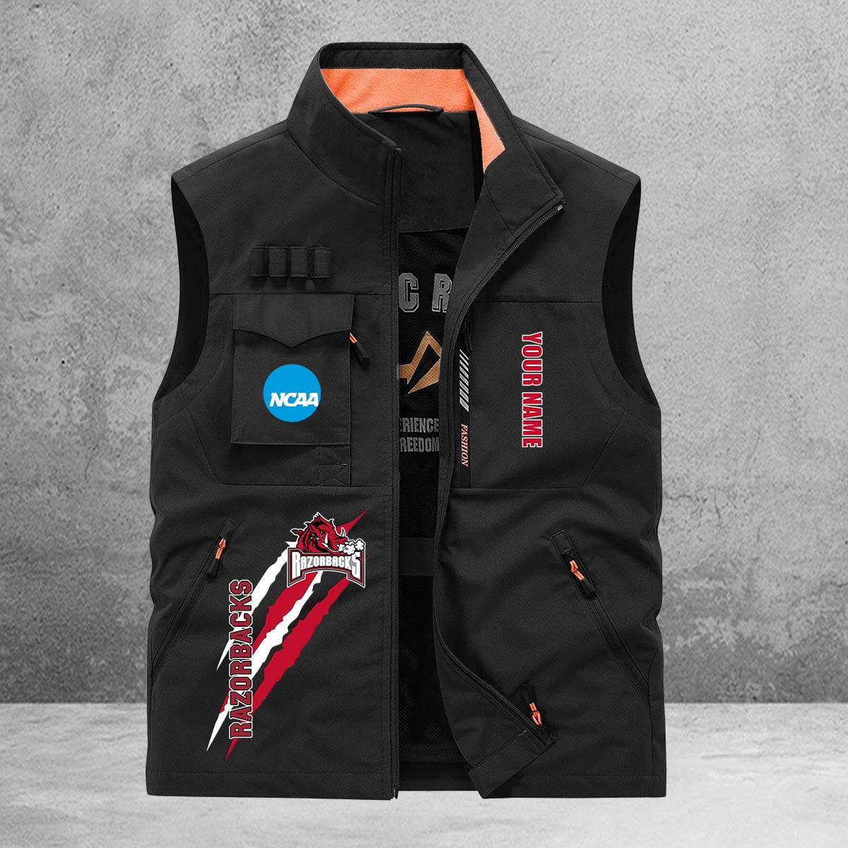 Arkansas Razorbacks New Personalized Multi-Pockets Vest AZBTMPV000032