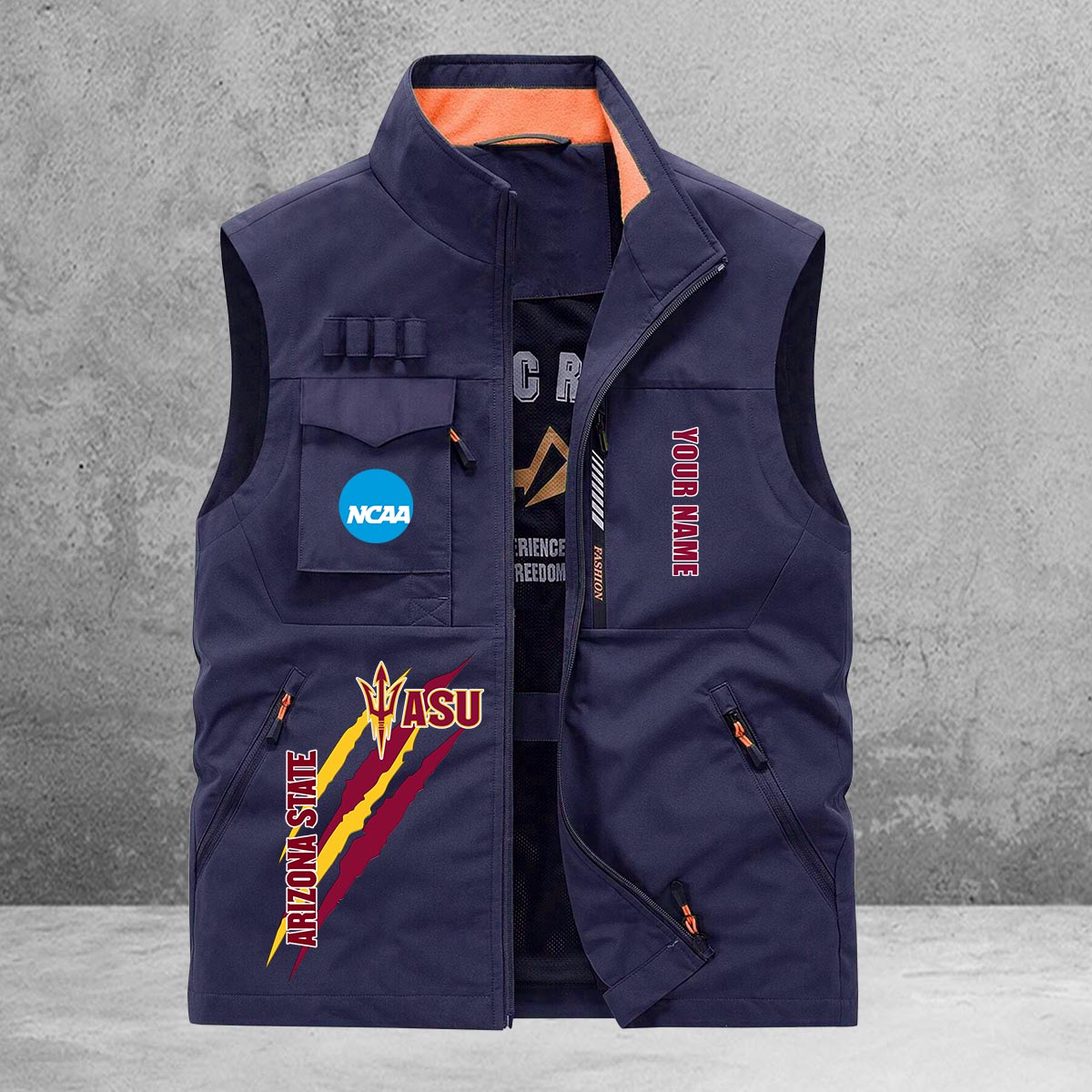Arizona State Sun Devils New Personalized Multi-Pockets Vest AZBTMPV000036