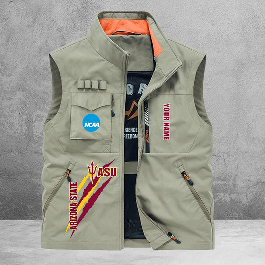 Arizona State Sun Devils New Personalized Multi-Pockets Vest AZBTMPV000036