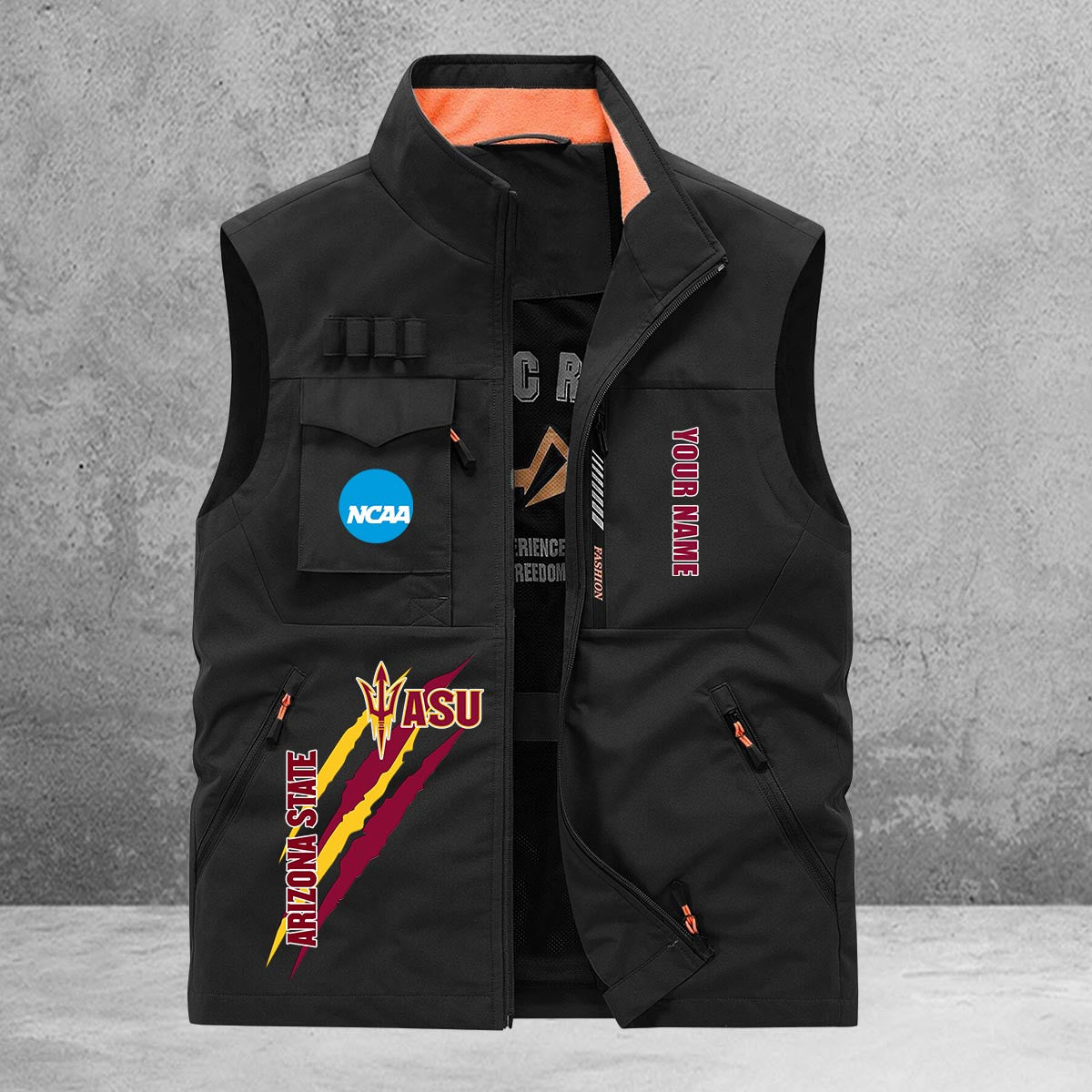 Arizona State Sun Devils New Personalized Multi-Pockets Vest AZBTMPV000036
