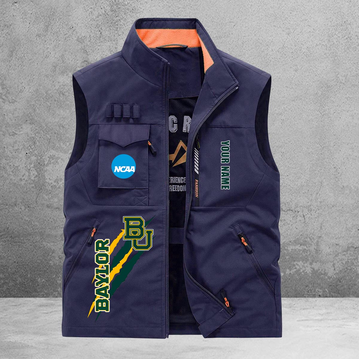 Baylor Bears New Personalized Multi-Pockets Vest AZBTMPV000037