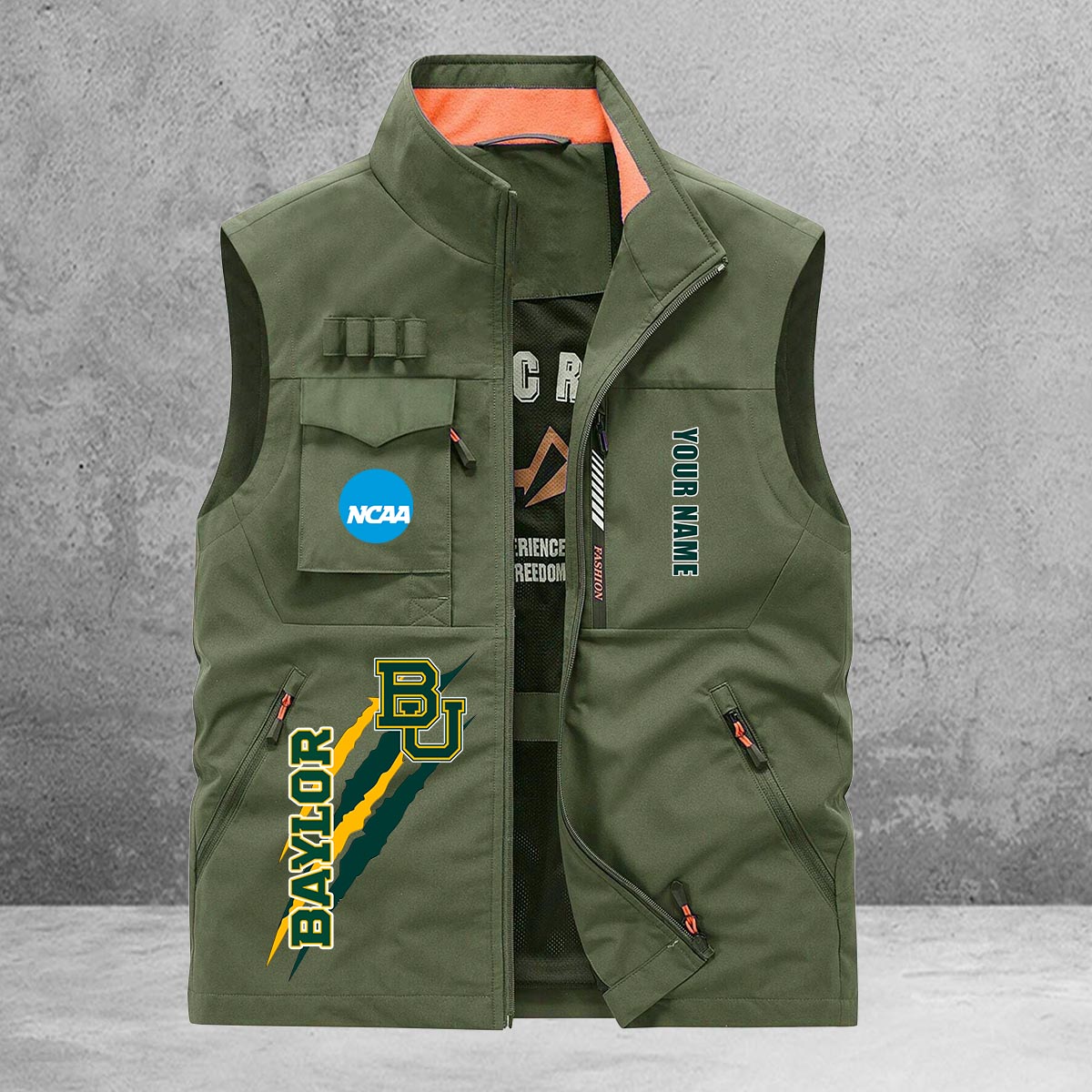 Baylor Bears New Personalized Multi-Pockets Vest AZBTMPV000037
