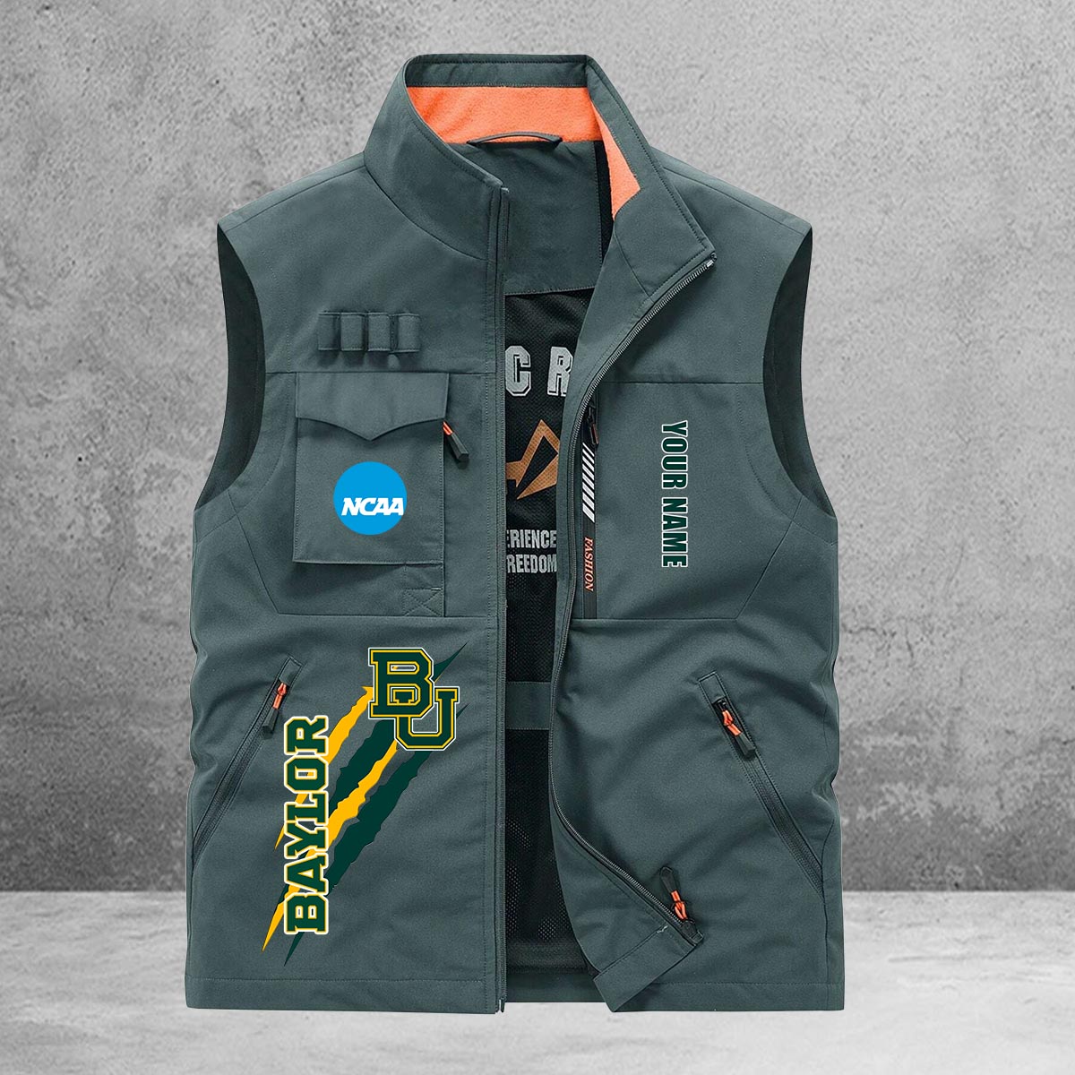 Baylor Bears New Personalized Multi-Pockets Vest AZBTMPV000037